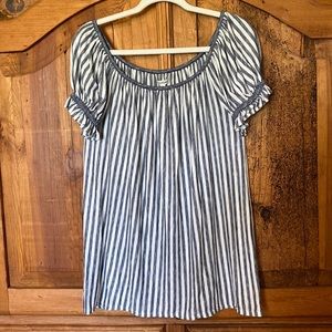 Max Studio Knit Blouse Navy & White Stripe